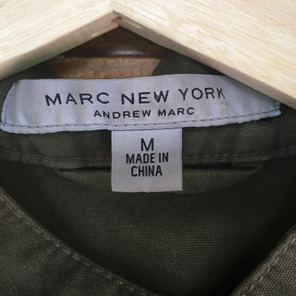 Marc NY Green Military Jacket with Faux Leather M - Picture 6 of 6
